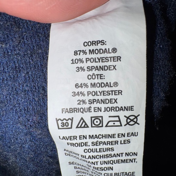 LL Bean Womens SoftFlex Blue Mock Neck Pullover Long Sleeve Thumb Hole Tunic Top - Picture 10 of 10